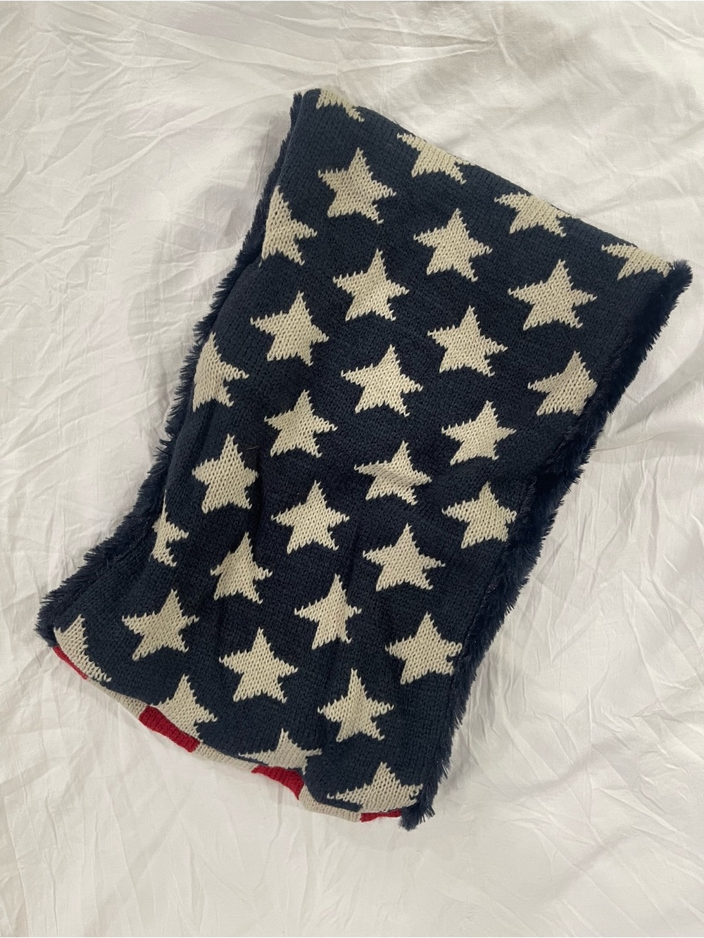 Infinity July 4th Scarf - Red, White & Blue Star Stripe Knit - Picture 3 of 9